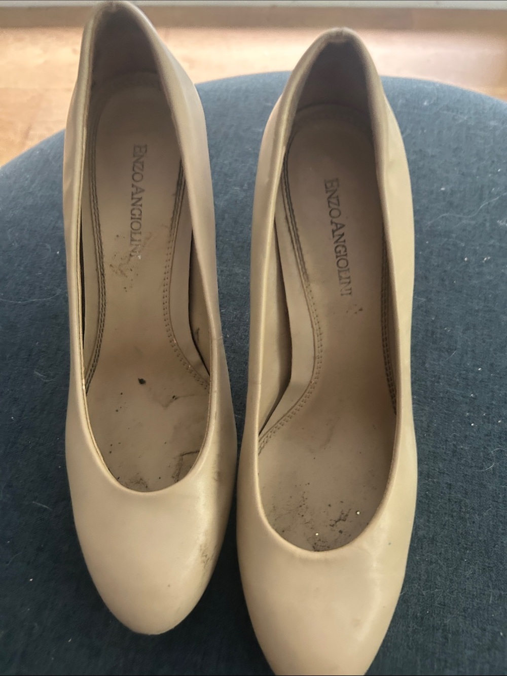 Enzo Angiolini Cream Round-Toe Pumps